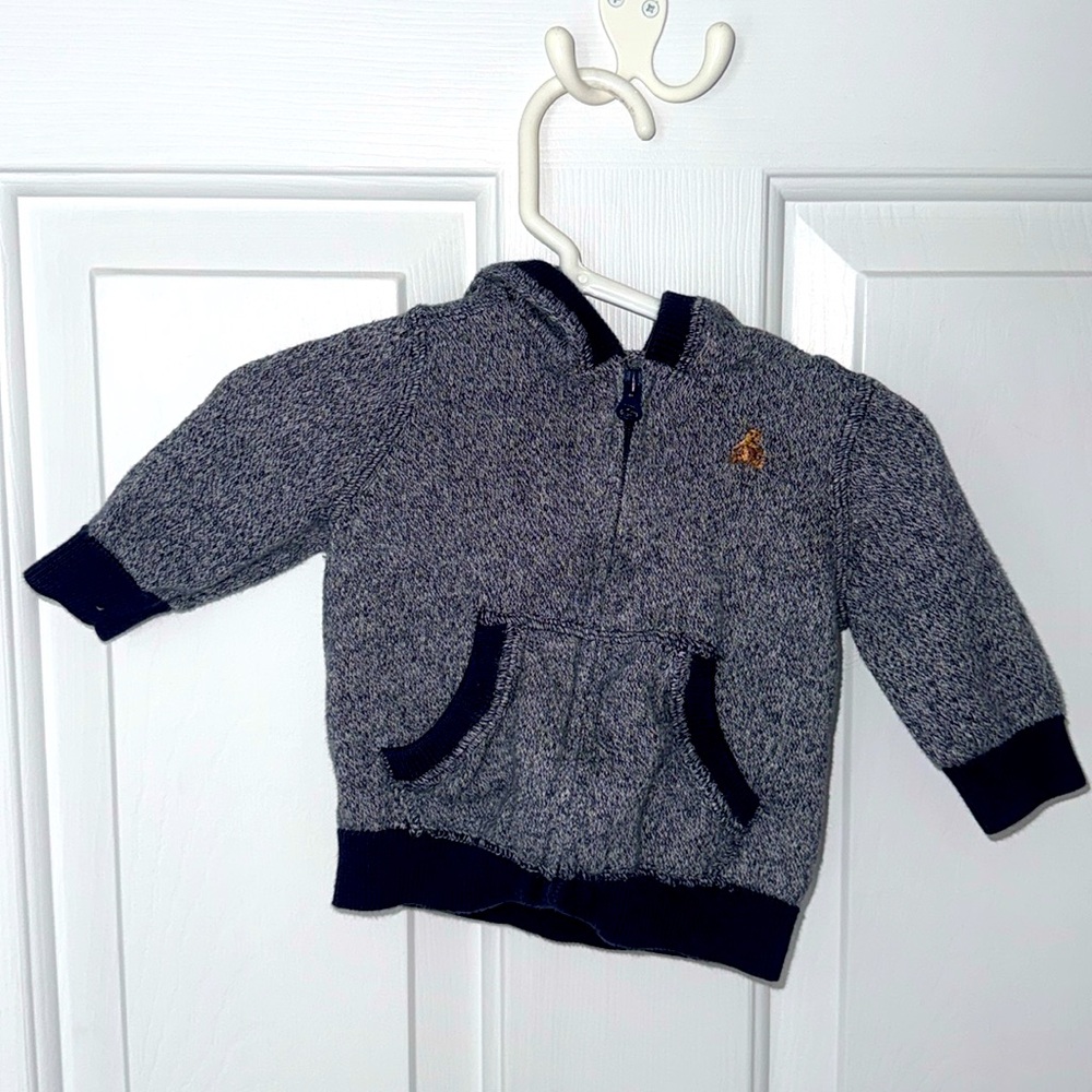 Baby Gap Marled Zippered Sweater Hoodie in Dark Night Size 3-6 Months